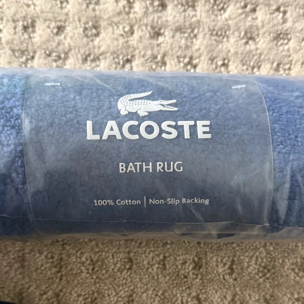 Lacoste Blue Cotton Bath Rug